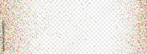 Bright Circle Background Transparent Vector. Confetti Celebration Frame. Colorful Shrovetide. Rainbow Polka Fun. Dot Event Texture.