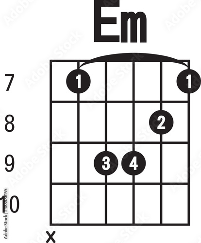 Em-chord diagram , flat style. finger chart icon, guitar chords symbol. guitar chord  sign.