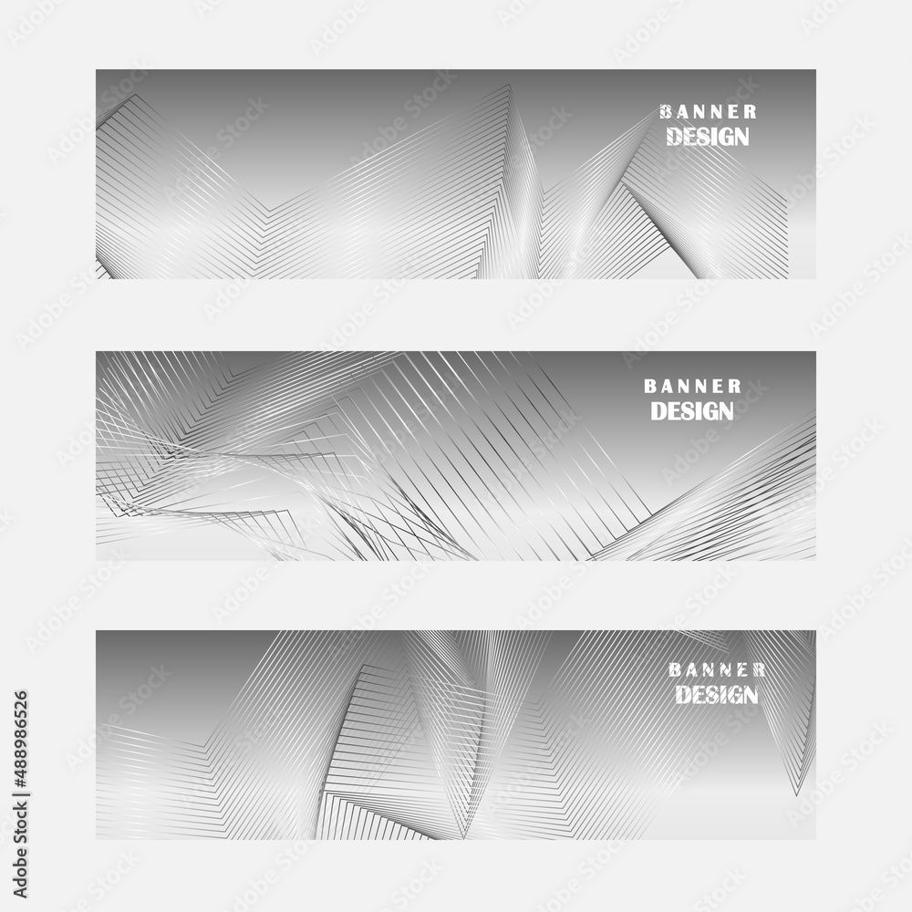 Fototapeta premium Set of grey and silver banner design