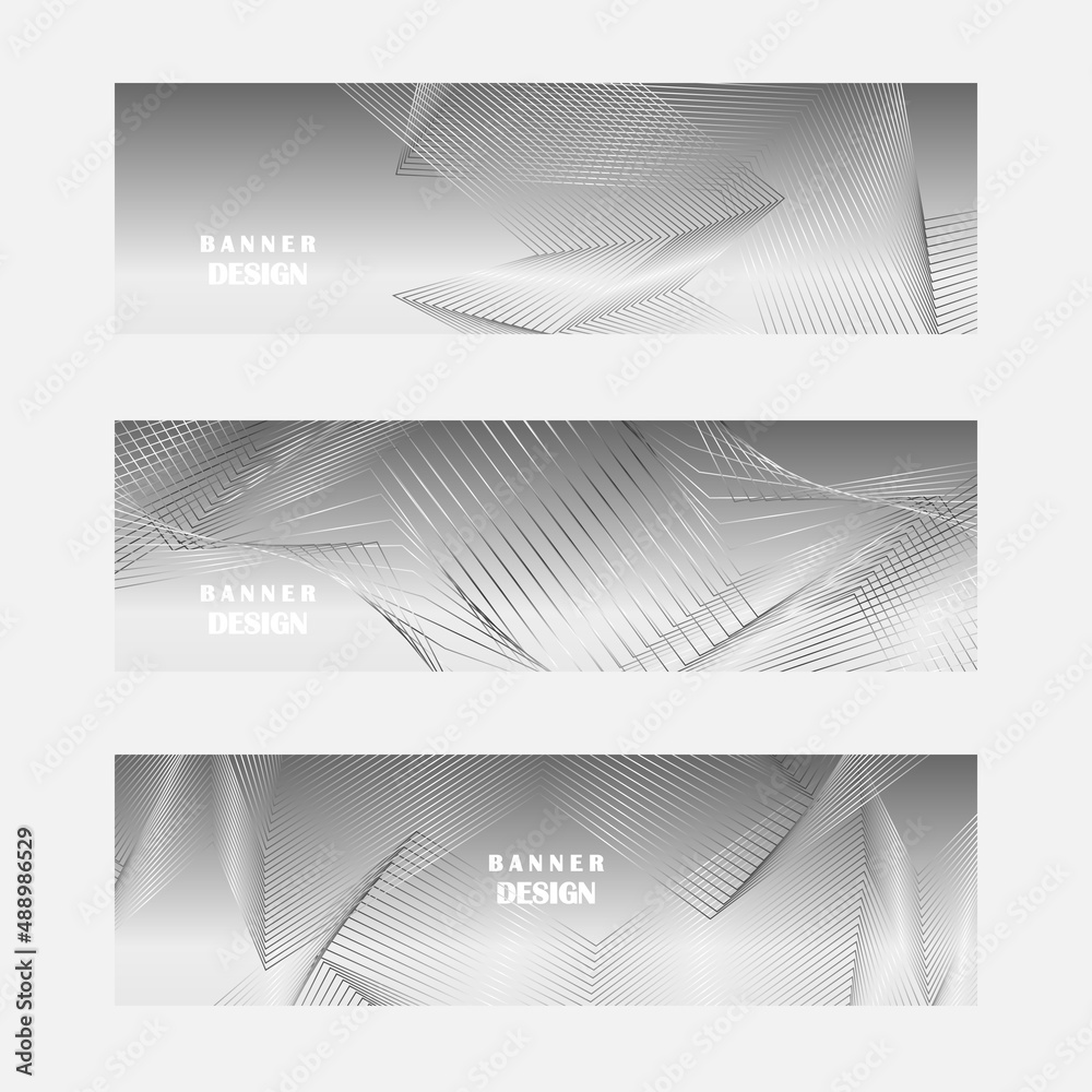 Fototapeta premium Set of grey and silver banner design