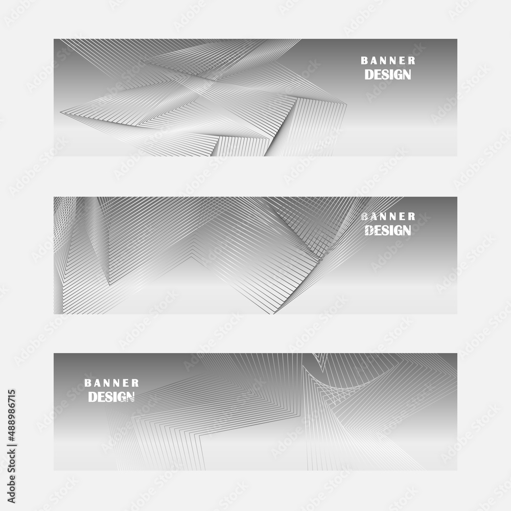 Fototapeta premium Set of grey and silver banner design