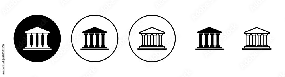 Bank icons set. Bank sign and symbol, museum, university