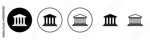 Bank icons set. Bank sign and symbol, museum, university