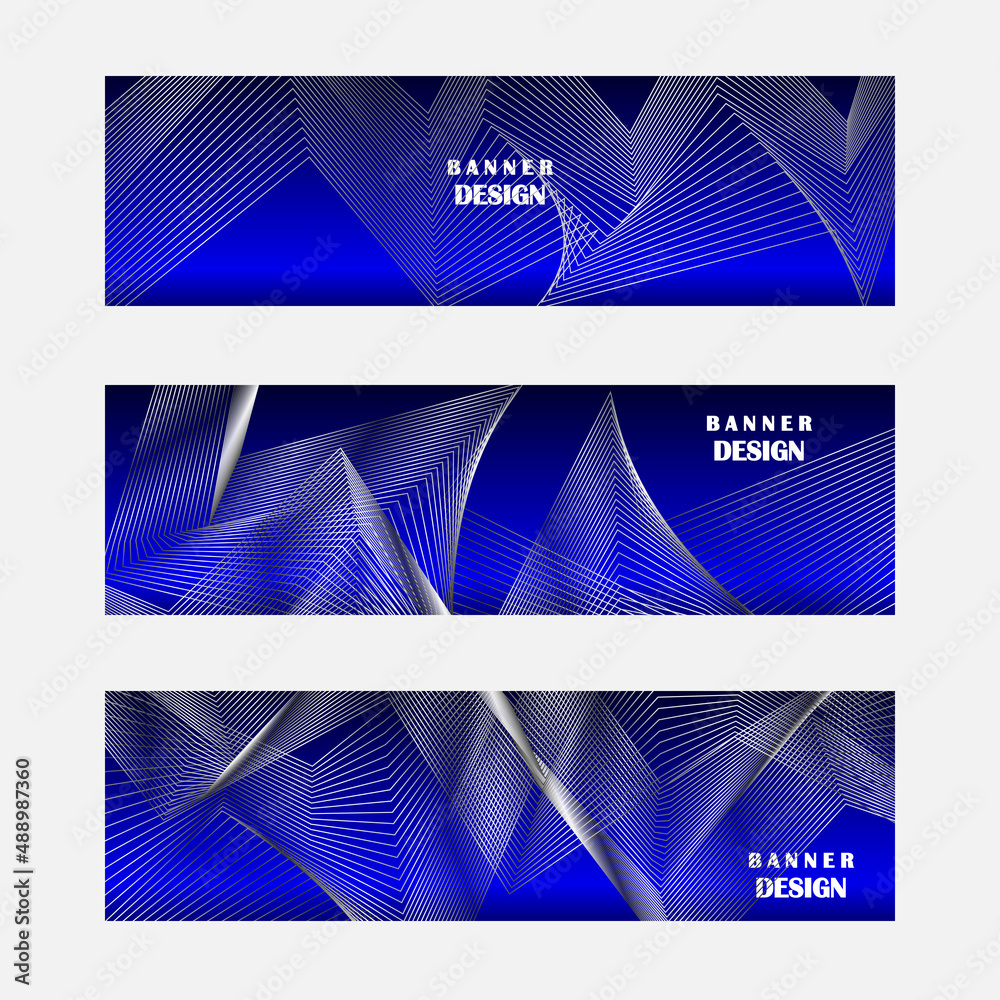 Fototapeta premium Set of blue and silver banner design