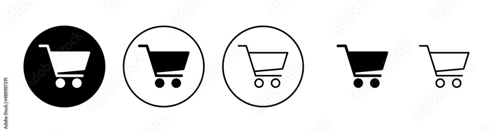Shopping icons set. Shopping cart sign and symbol. Trolley icon Shopping icons set. Shopping cart sign and symbol. Trolley icon