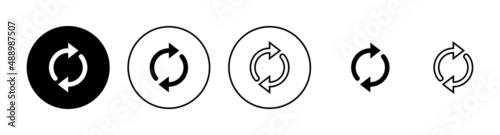 Refresh icons set. Reload sign and symbol. Update icon.