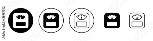 Scales icons set. Weight scale sign and symbol