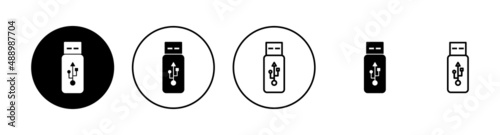 Usb icons set. Flash disk sign and symbol. flash drive sign.