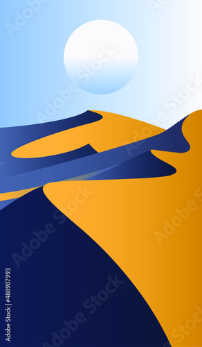 Wallpaper Mural Abstract vector with desert dunes and Sun, Day Torontodigital.ca