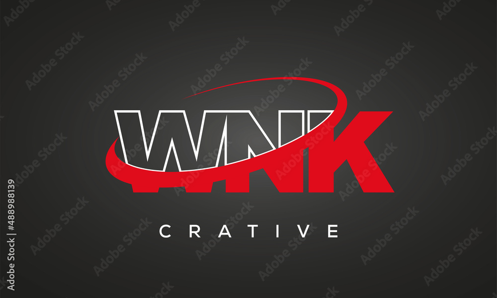 WNK letters creative technology logo design