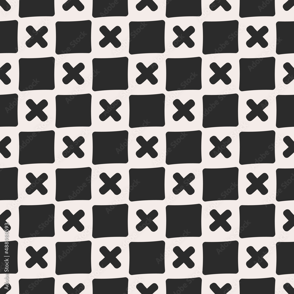 Crosses and squares. Vector of striped shapes in black. Crosses and squares. Vector of striped shapes in black.