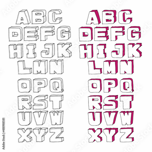 Modern Vector Watercolor Alphabet. ABC Painted Letters. Modern Brushed Lettering. Painted Alphabet