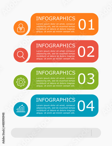 Business infographic Vector with 4 steps. Used for presentation,information,education,connection,marketing, strategy,technology,learn,creative,growth,stairs,idea,flow,mobile,smartphone,phone,work.