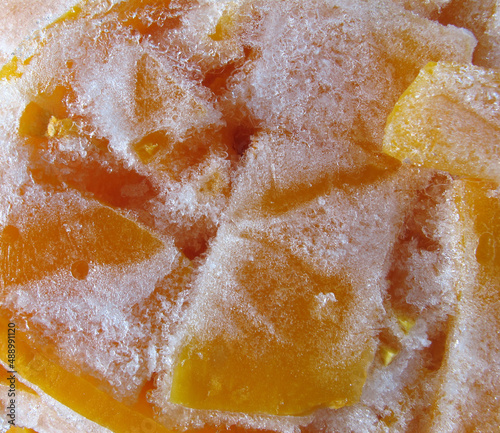 Pieces of frozen pumpkin (close-up)