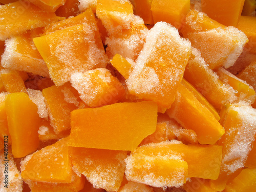 Pieces of frozen pumpkin (close-up)