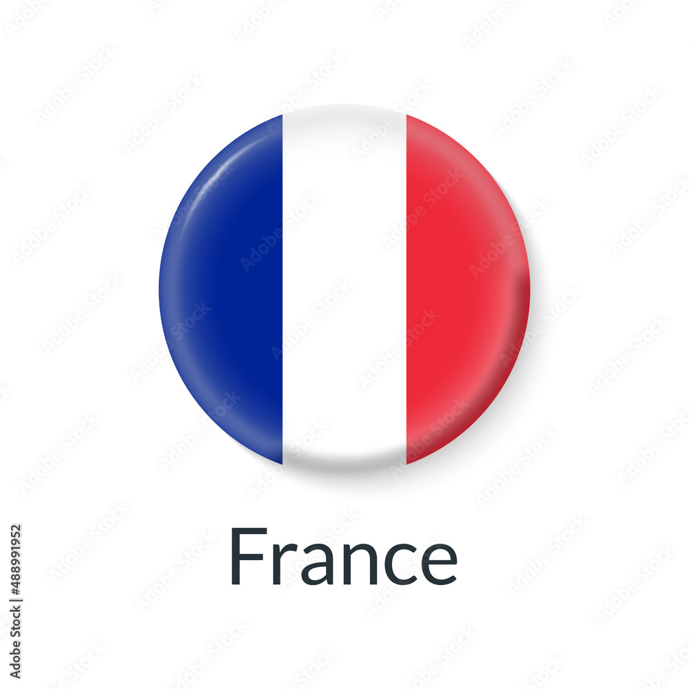 France flag 3d icon, circle badge or button. Round French national symbol. Vector illustration. France flag 3d icon, circle badge or button. Round French national symbol. Vector illustration.