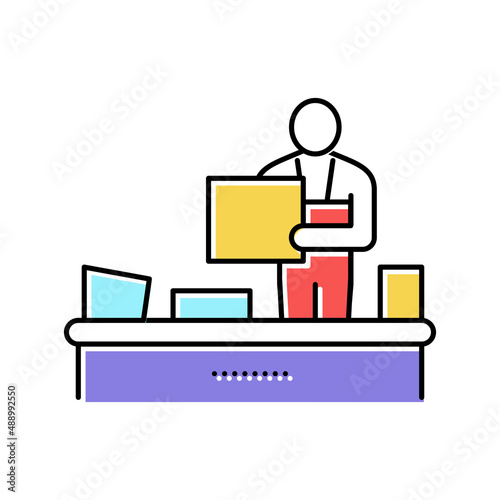 recycling plant worker sorting garbage color icon vector illustration