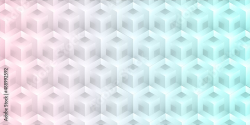 Abstract background with white pattern in hexagons design in illustration .Set of abstract black and white 3d geometric seamless patterns. Isometric hexagonal cubes optical illusion modern background.