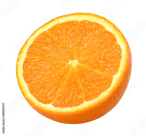 half orange fruit isolated on the white background