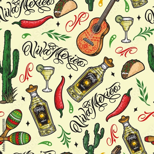 Creative Mexican pattern with insctiptions