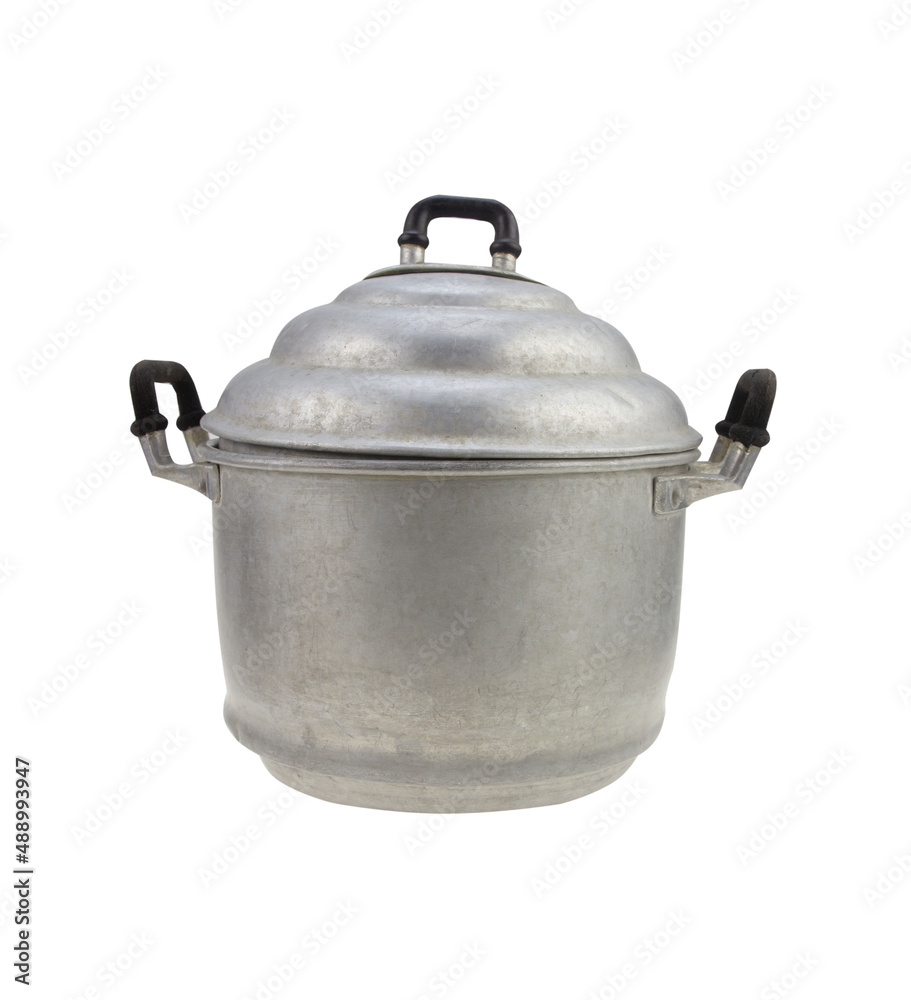 old aluminum pot isolated on white background old aluminum pot isolated on white background