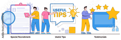 Specialist Recruitment, Useful Tips, and Testimonials Illustrated Pack