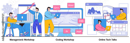 Online Tech Talks, Managers, and Coding Workshop Illustrated Pack