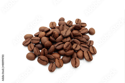 a pile of coffee beans. isolated white background