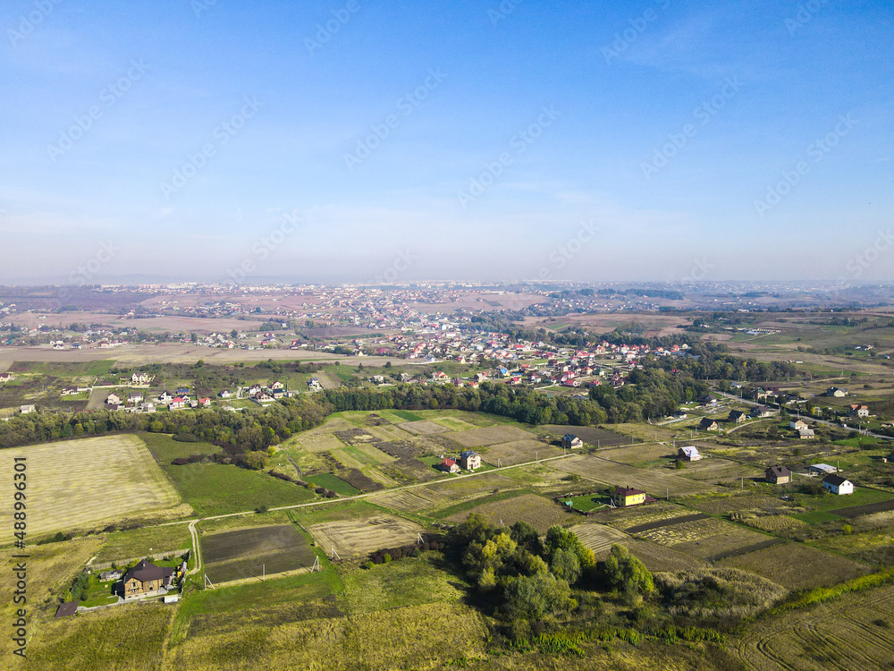 Aerial view of the countryside.