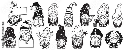 Vector set of cute hand drawn gnomes