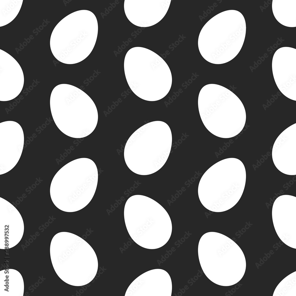 White eggs on black background seamless pattern.