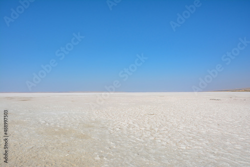 Salt Lake in Aksaray, Turkey. Minimalist concept with space for ad or advertisement text.