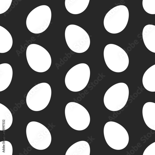 White eggs on black background seamless pattern.