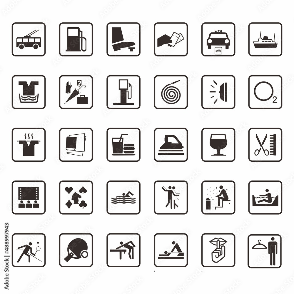 Vector Set of Icons with Square Frames. Vector Set of Icons with Square Frames.
