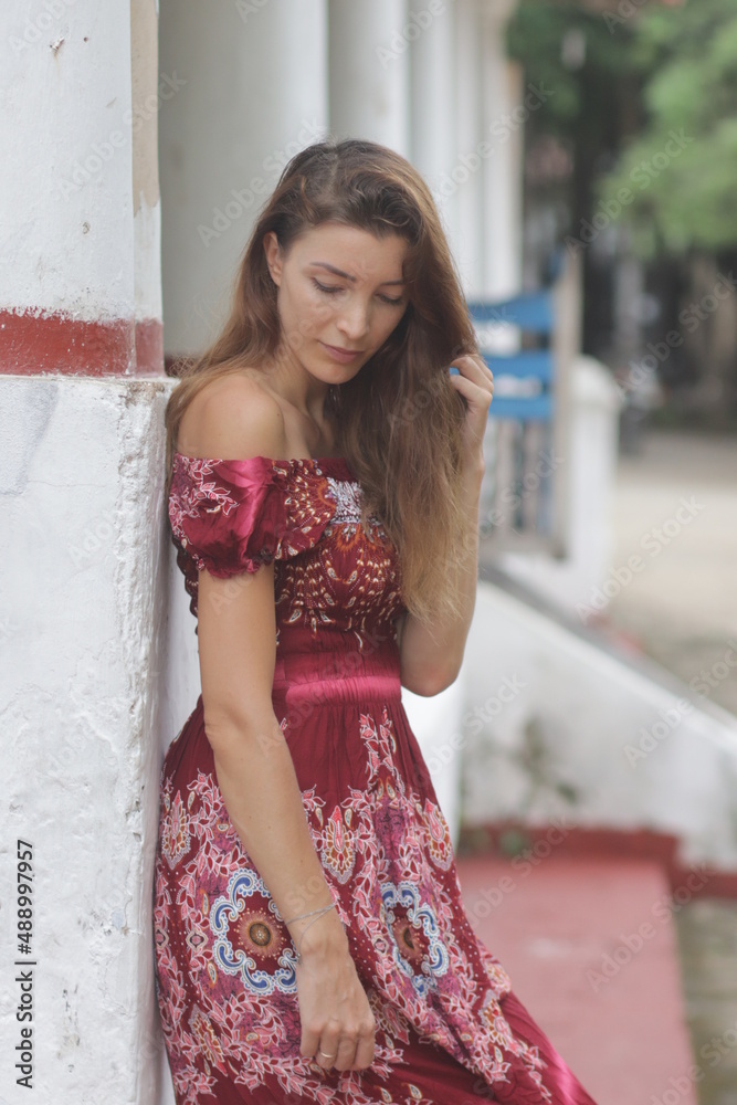 model portrait of a woman in a dress in sri lanka 