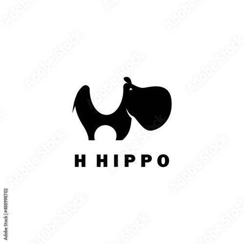 logo hippopotamus illustration vector design