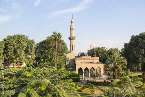 Beautiful view of the mosque on Zamalek island in Cairo, Egypt photo