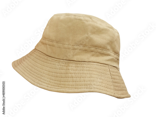Brown bucket hat on a white background