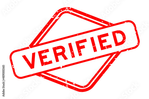 Grunge red verified word rubber seal stamp on white background