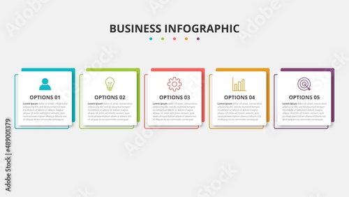 Presentation business infographic template with 5 options. Vector illustration.