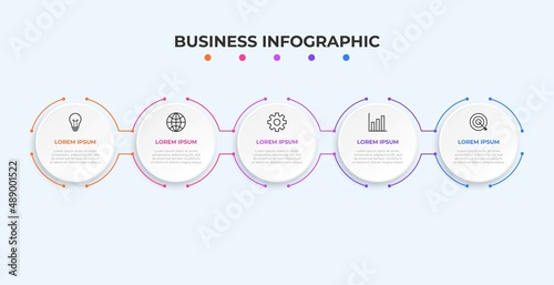 Presentation business infographic template with 5 options. Vector illustration.