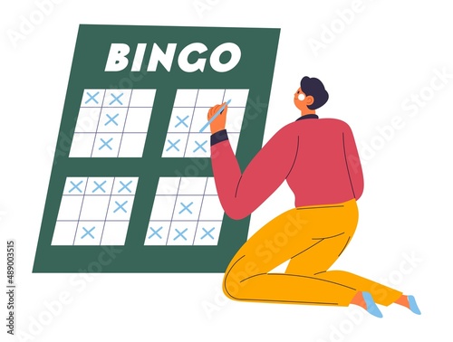 Person playing bingo crossing lines and betting