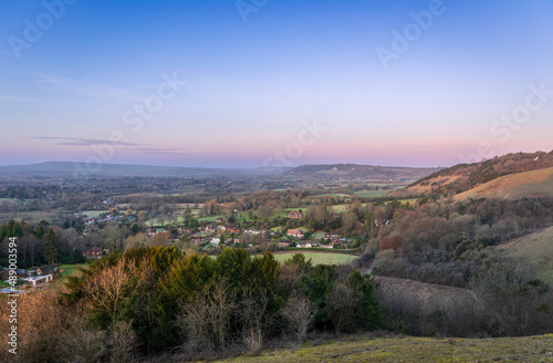 Calm morning dawn view from Colley Hill Reigate on the Surrey Hills North Downs south east England