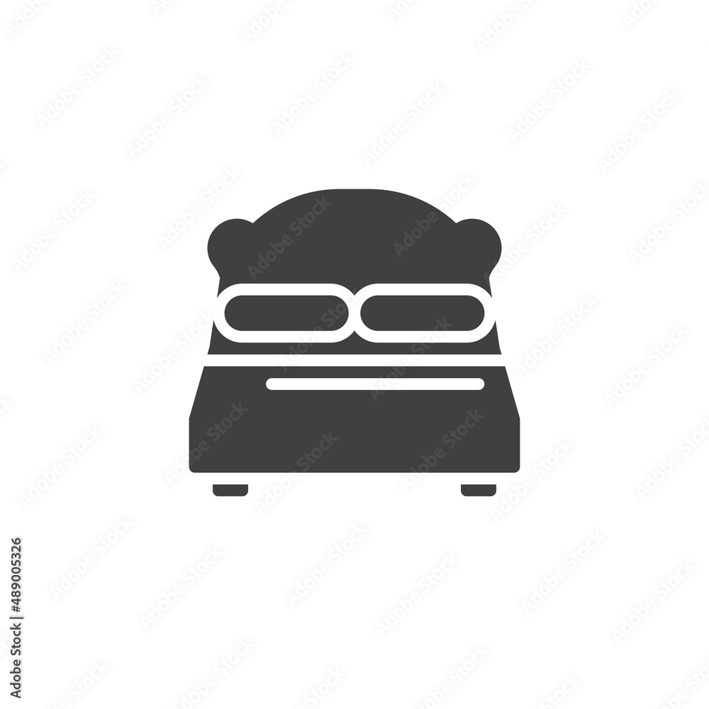 Bed with pillows vector icon Bed with pillows vector icon
