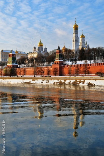 Moscow Kremlin architecture in winter.	