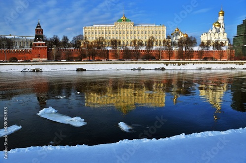 Moscow Kremlin architecture in winter. 