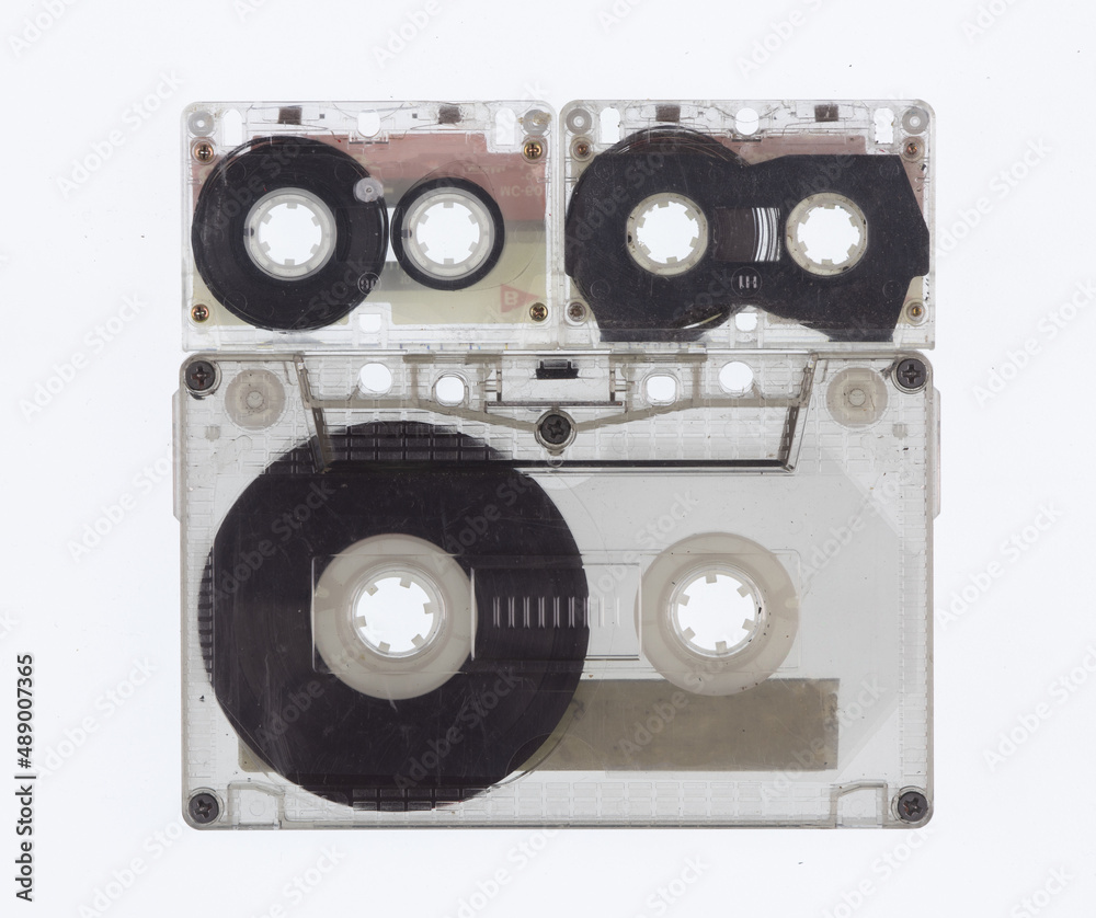 Fototapeta premium vintage audio cassettes isolated on white background
