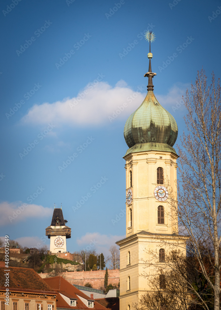Church and Clocktower at Graz Austria