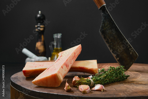 Slika na platnu Large beef bone marrow chopped on half
