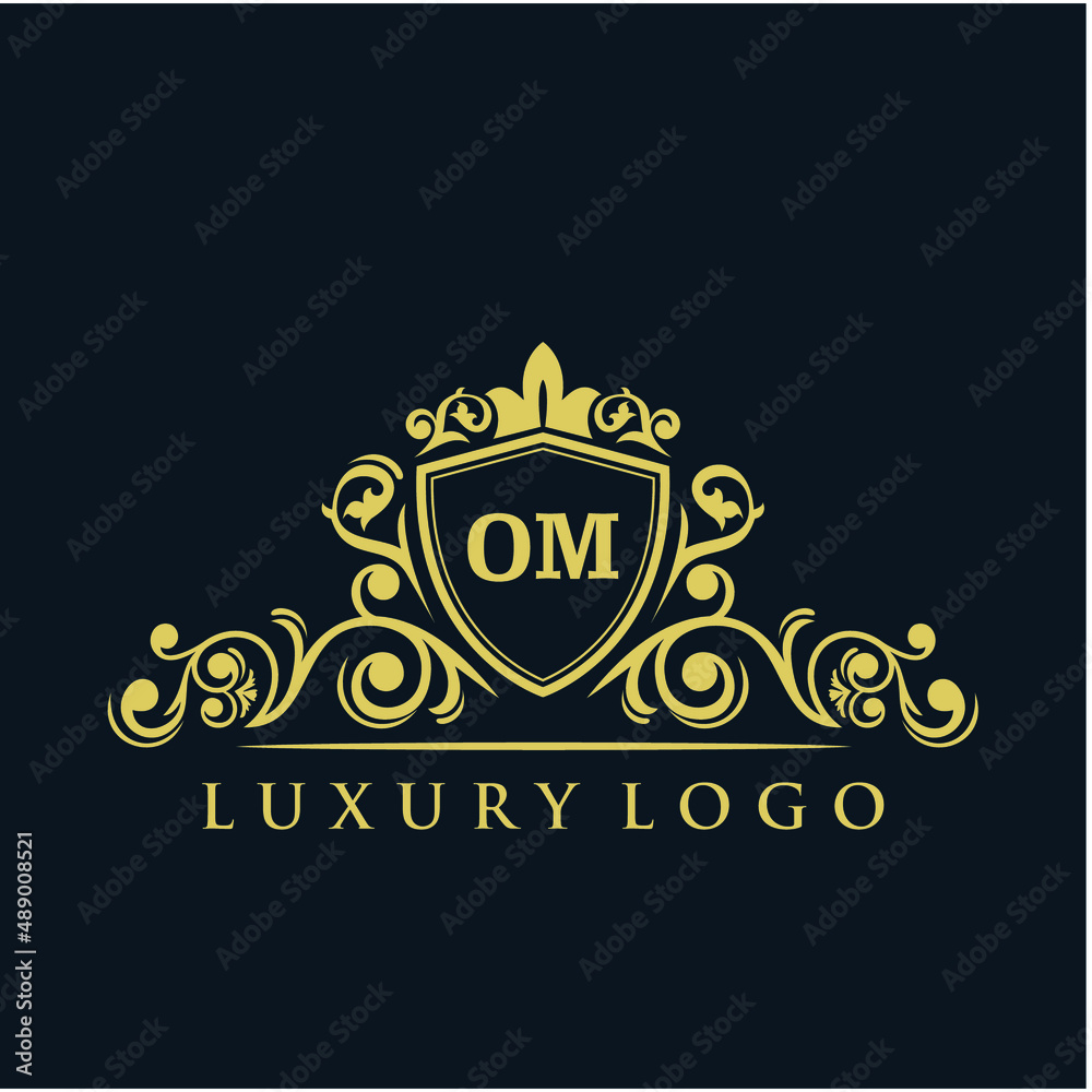 Letter Initial OM with Royal Template. luxury gold vector logo design ...